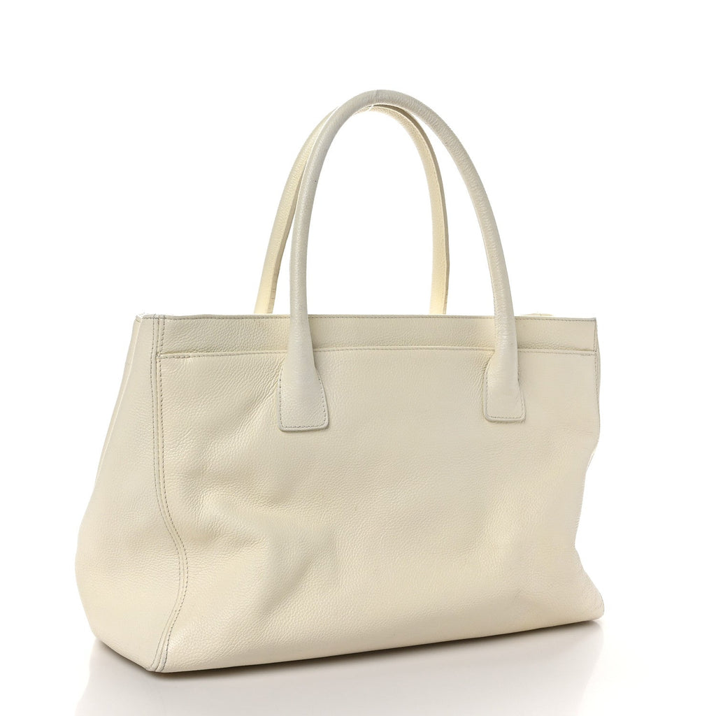 Chanel Calfskin Cerf Executive Shopper Tote White