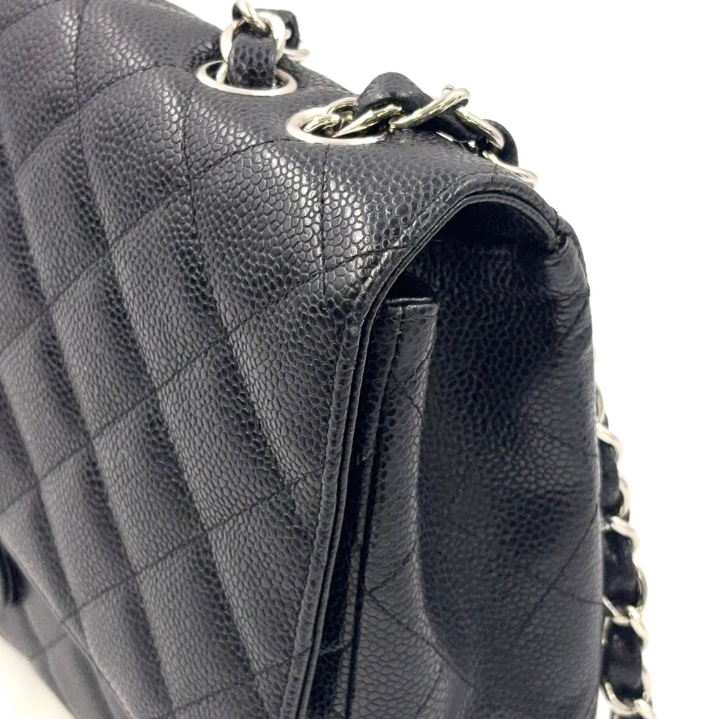 Chanel Classic Jumbo Double Flap Caviar Leather 24K Silver H/W