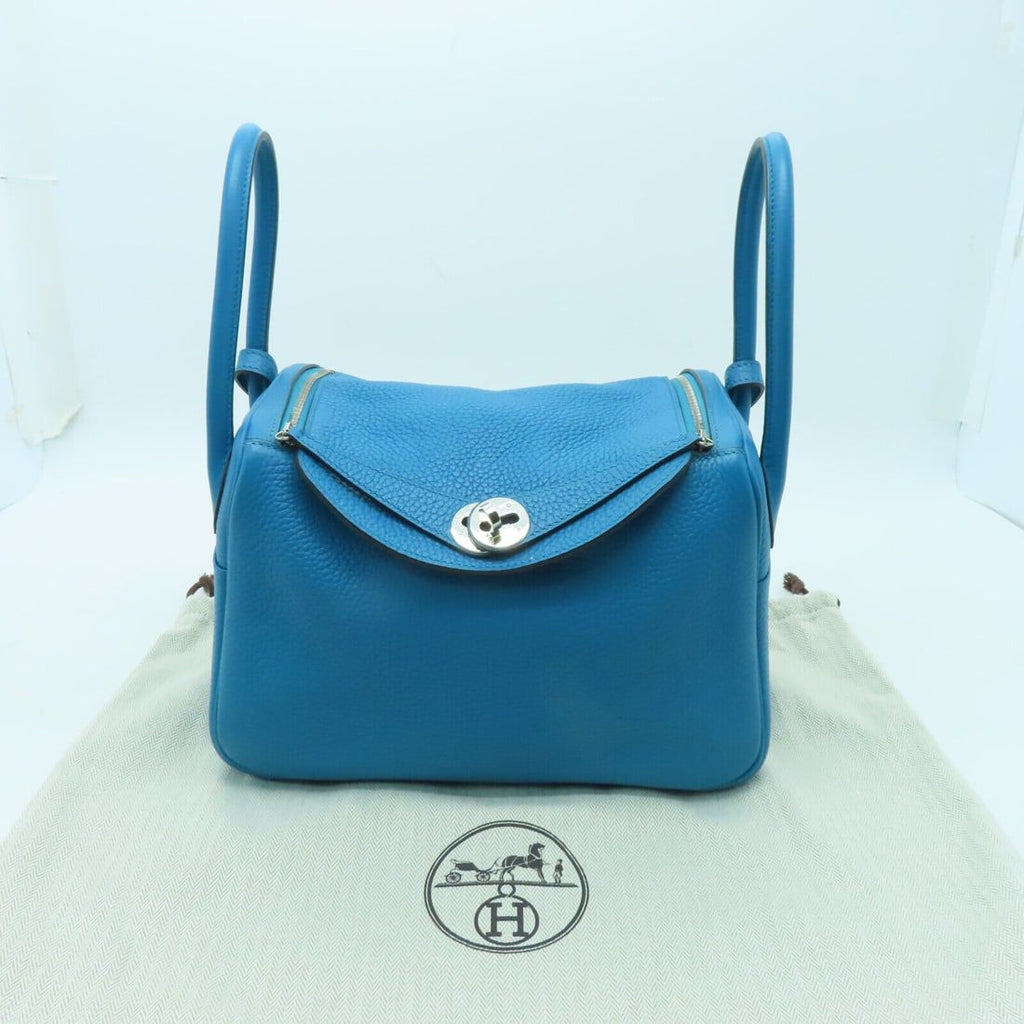 Hermès Lindy 26 Way Bag Taurillion Clemence Leather Turquoise Blue