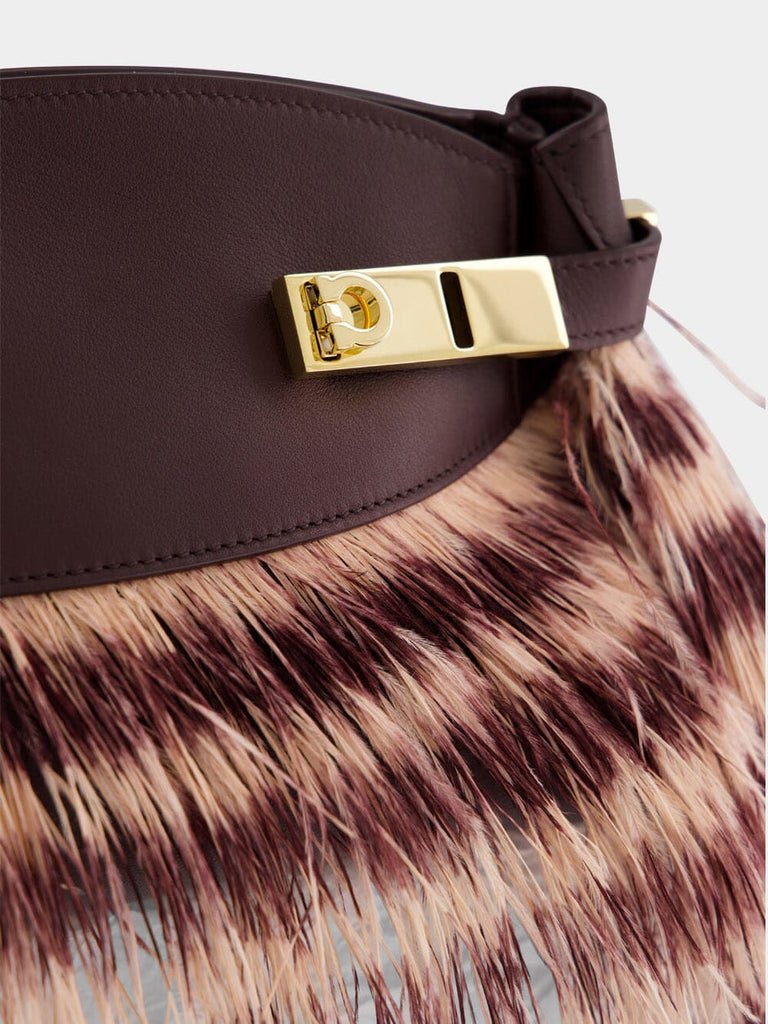 Ferragamo Hug Bag Ostrich Feathers