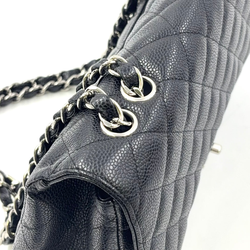 Chanel Classic Jumbo Double Flap Caviar Leather 24K Silver H/W