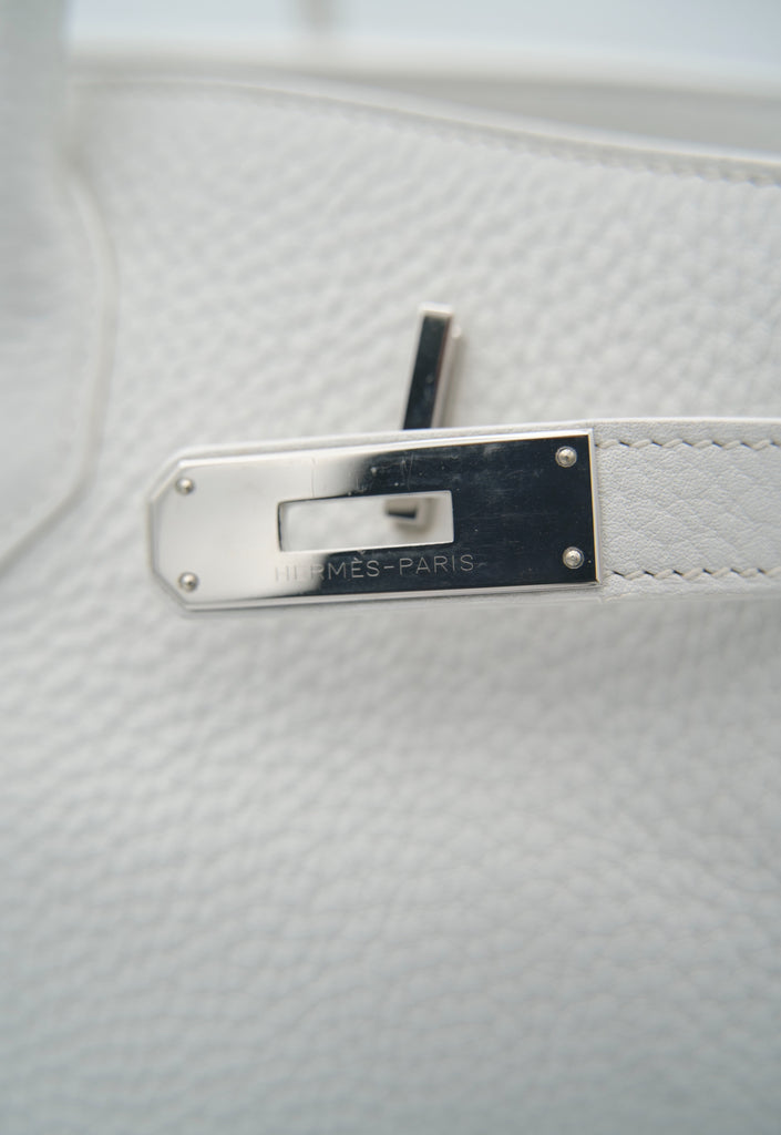 Hermes Birkin 40 White Clemence Palladium Hardware Bag