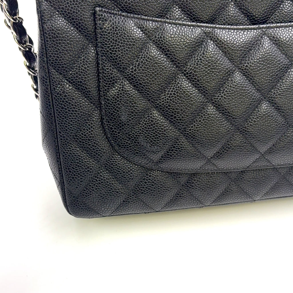 Chanel Classic Jumbo Double Flap Caviar Leather 24K Silver H/W