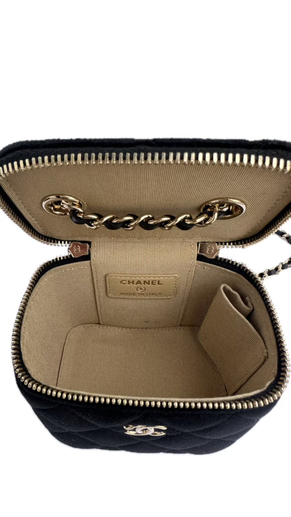 Chanel Pearl Crush Mini Vanity Black Velvet Bag (For Hire)