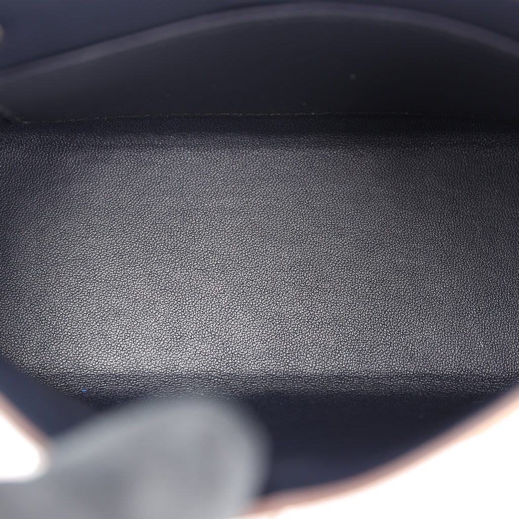 Hermes Mini Kelly II Casaque bag in Sesame and Etoupe Epsom leather with Blue Indigo interior and Palladium hardware