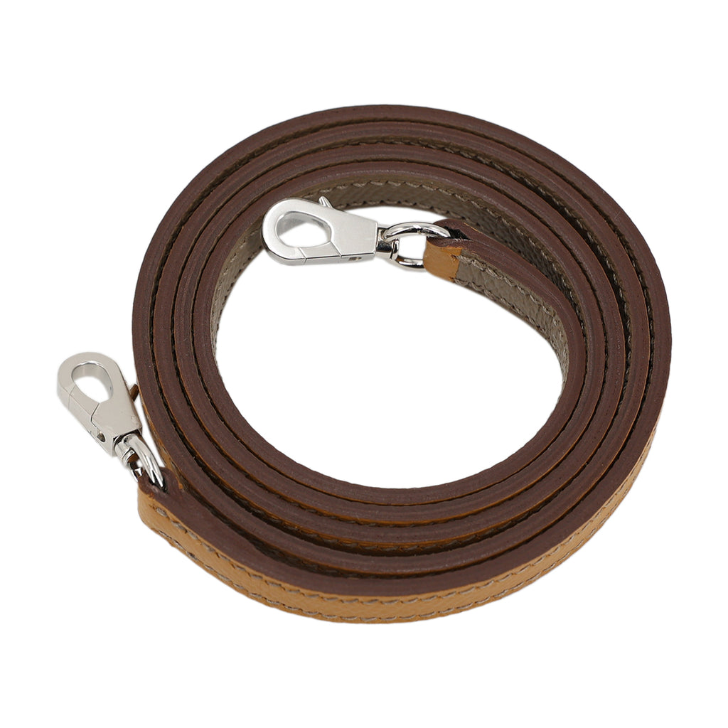 Hermes Mini Kelly II Casaque bag in Sesame and Etoupe Epsom leather with Blue Indigo interior and Palladium hardware