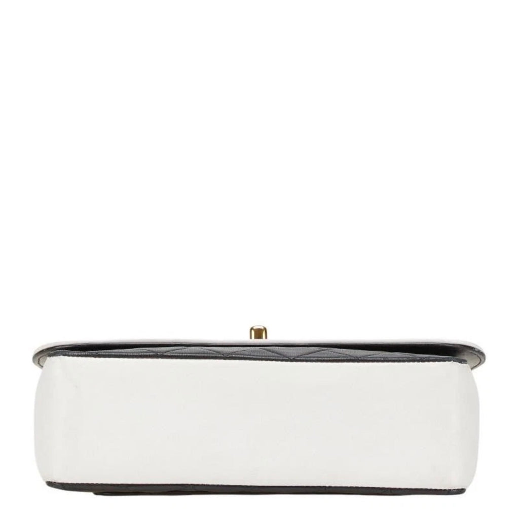 Chanel Coco Mark Matelasse Chain Shoulder Bag Black White Lambskin