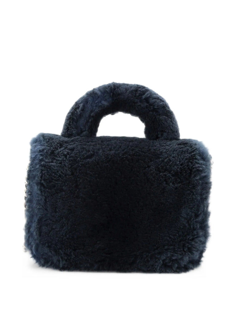Chanel Paris Cosmopolite Metiers D' Art Navy Rabbit Fur Lambskin Top Handle Bag