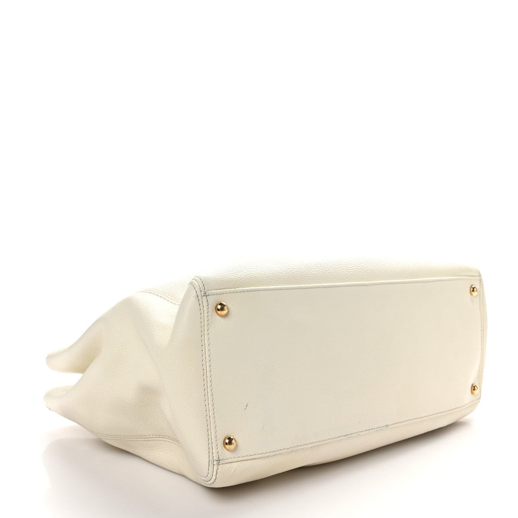 Chanel Calfskin Cerf Executive Shopper Tote White