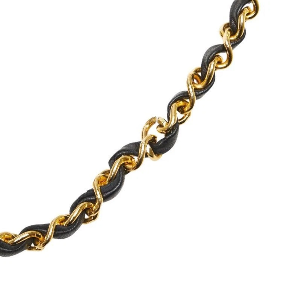 Chanel Coco Mark Matelasse Chain Shoulder Bag Black White Lambskin