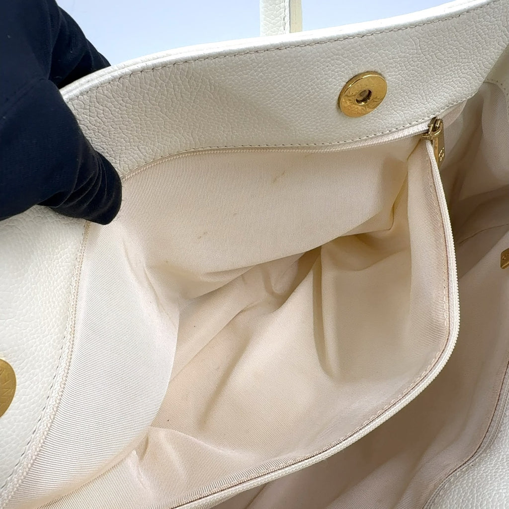 Chanel Calfskin Cerf Executive Shopper Tote White