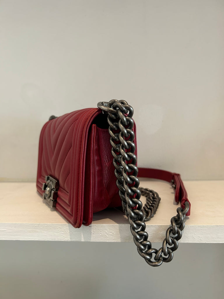 Chanel Mini Boy Bag Red Lambskin
