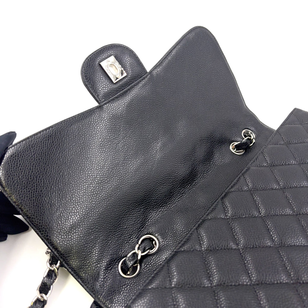 Chanel Classic Jumbo Double Flap Caviar Leather 24K Silver H/W