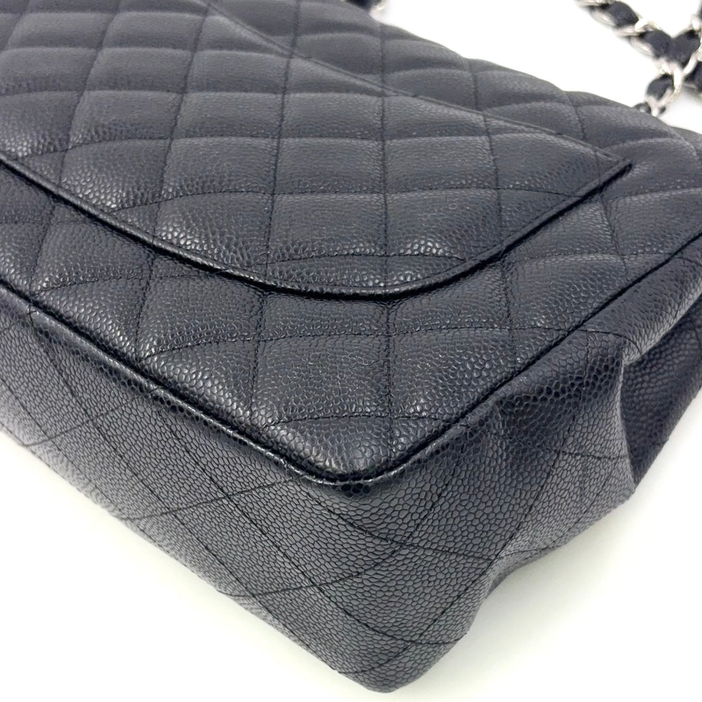 Chanel Classic Jumbo Double Flap Caviar Leather 24K Silver H/W