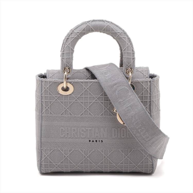 Lady Dior Medium D - Lite Gray Canvas Bag