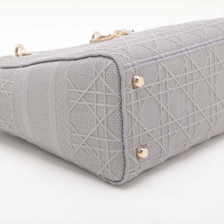 Lady Dior Medium D - Lite Gray Canvas Bag