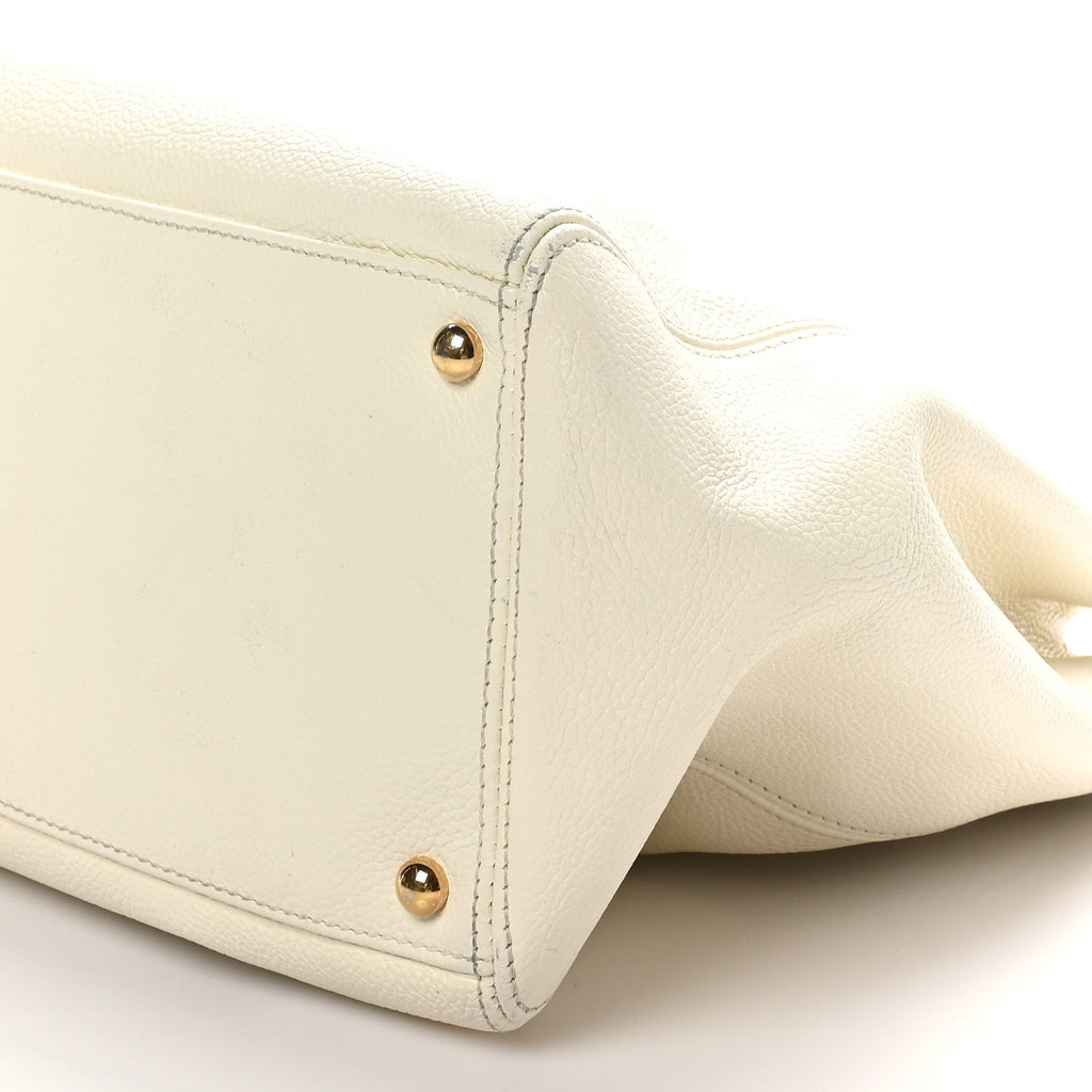 Chanel Calfskin Cerf Executive Shopper Tote White