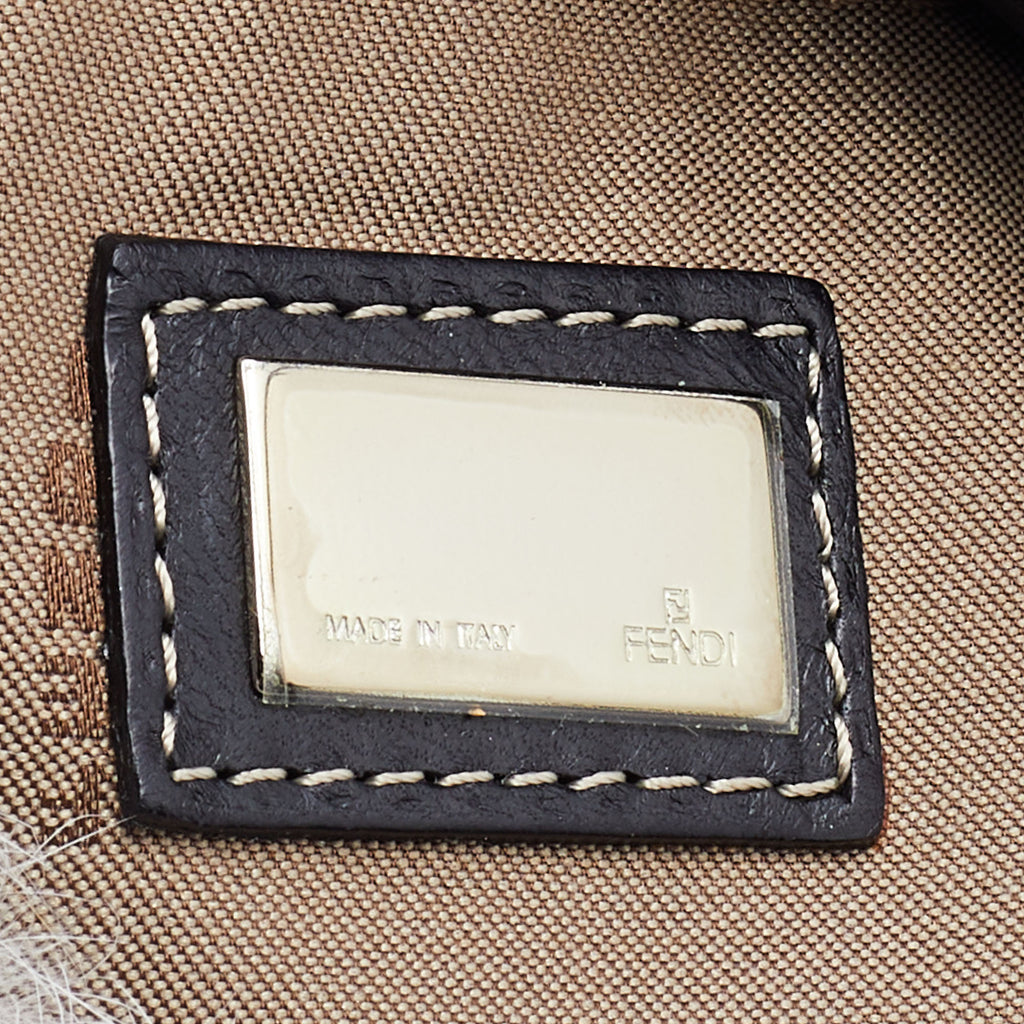 Fendi Mama white/brown rabbit fur baguette bag