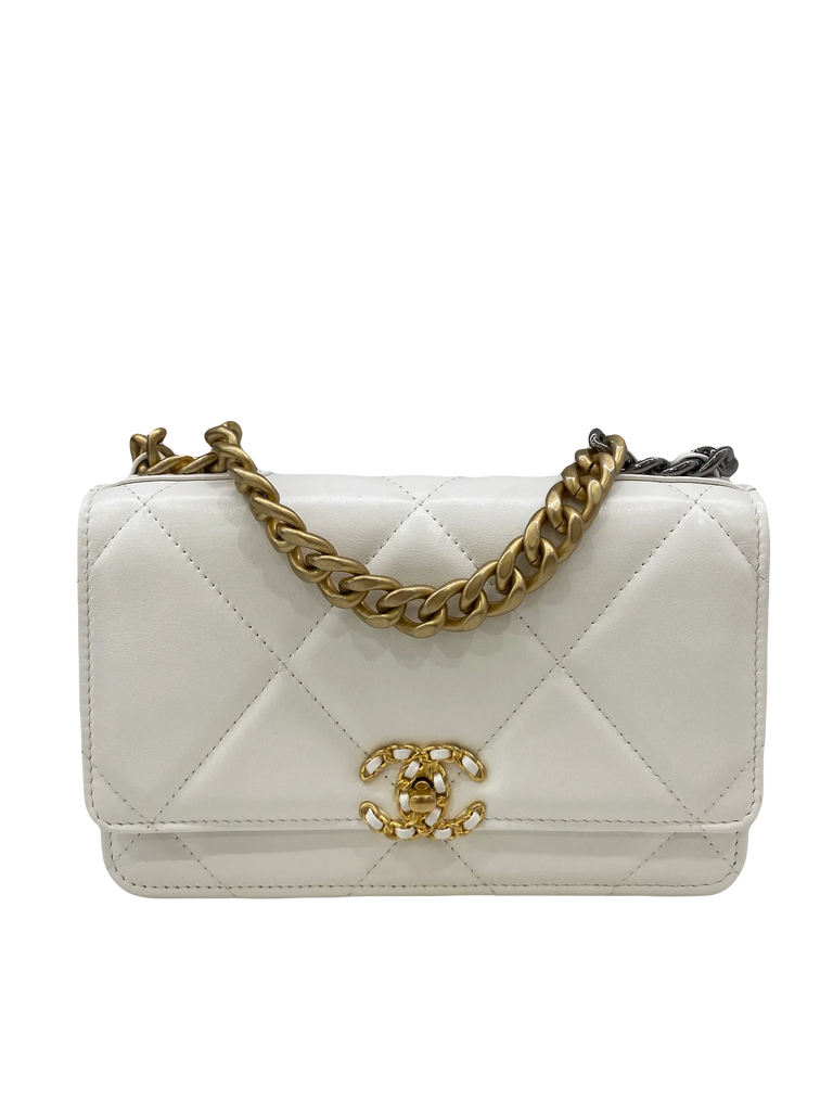 Chanel 19 Wallet On Chain Bag White Lambskin