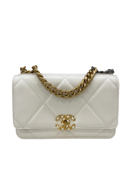Chanel 19 Wallet On Chain Bag White Lambskin (For Hire)