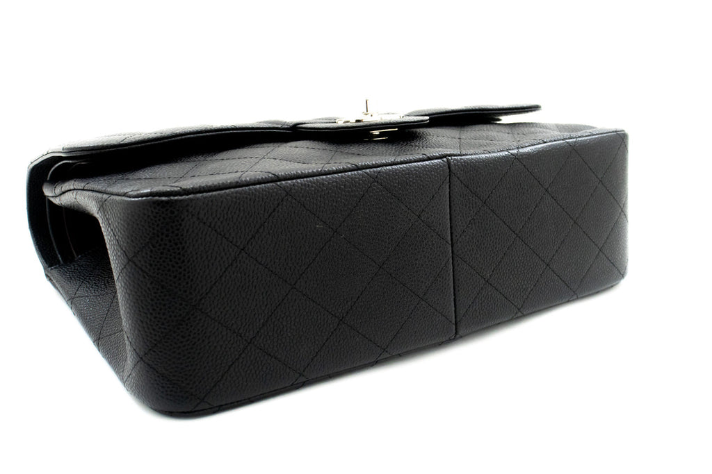 Chanel Classic Large Double Flap Caviar Leather 24K Silver H/W