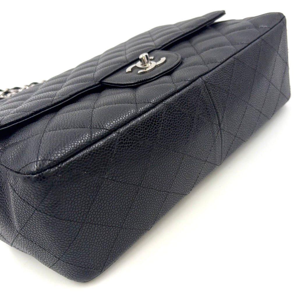 Chanel Classic Jumbo Double Flap Caviar Leather 24K Silver H/W