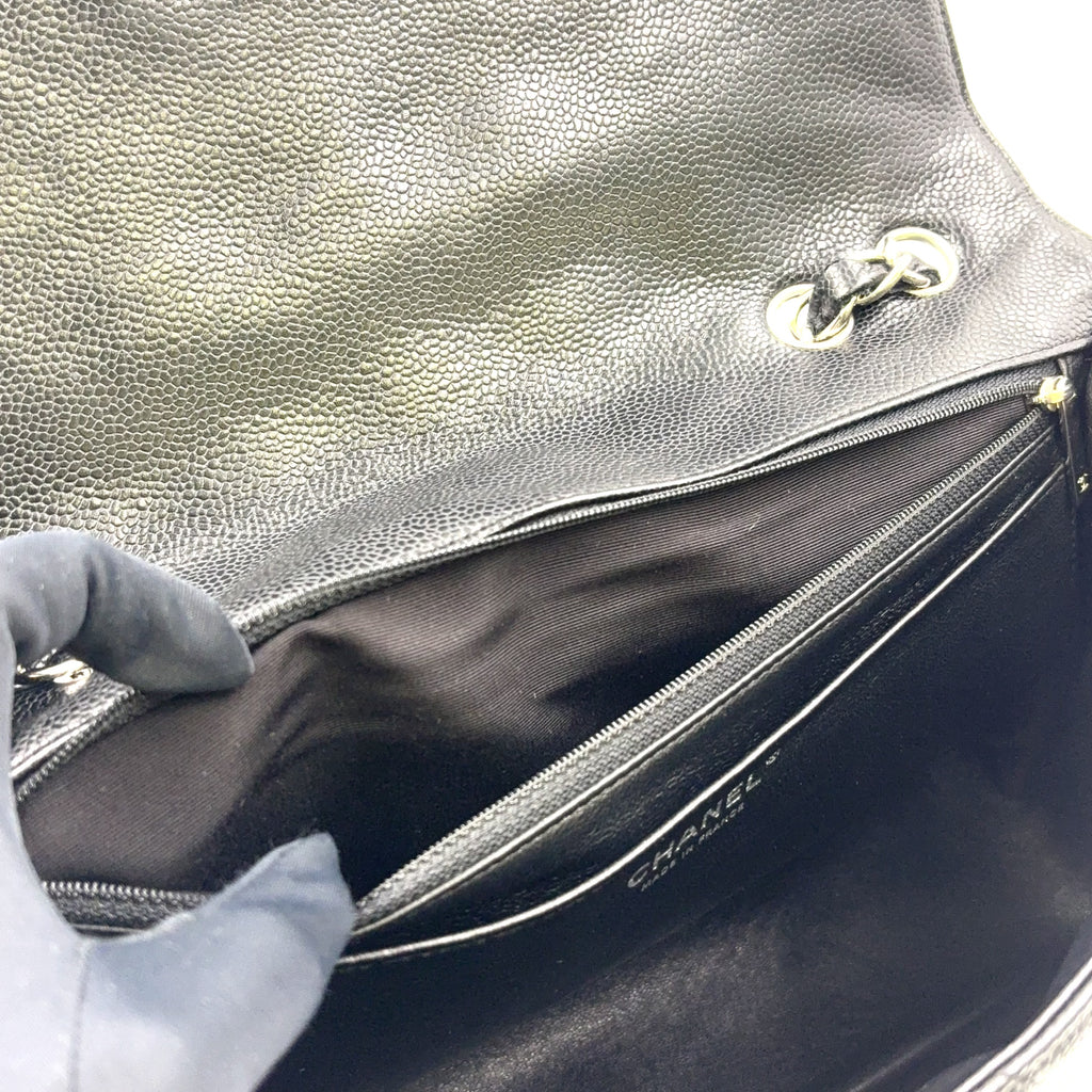 Chanel Classic Jumbo Double Flap Caviar Leather 24K Silver H/W
