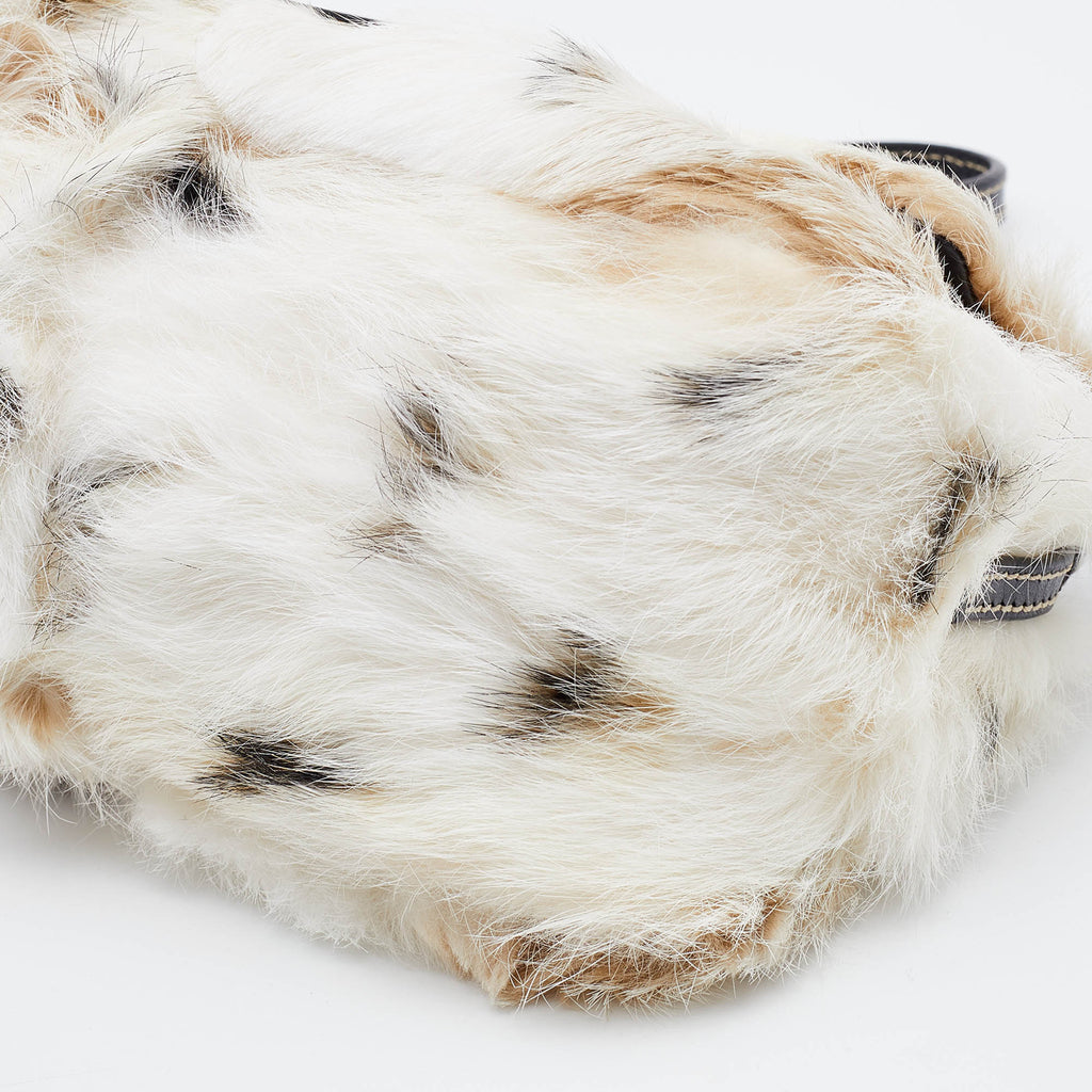 Fendi Mama white/brown rabbit fur baguette bag
