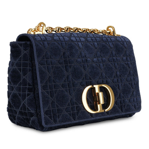 Dior Caro Medium Navy Velvet Bag