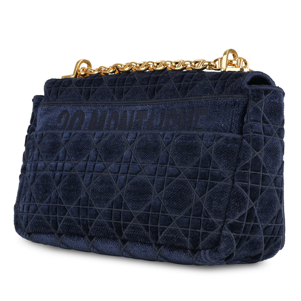 Dior Caro Medium Navy Velvet Bag