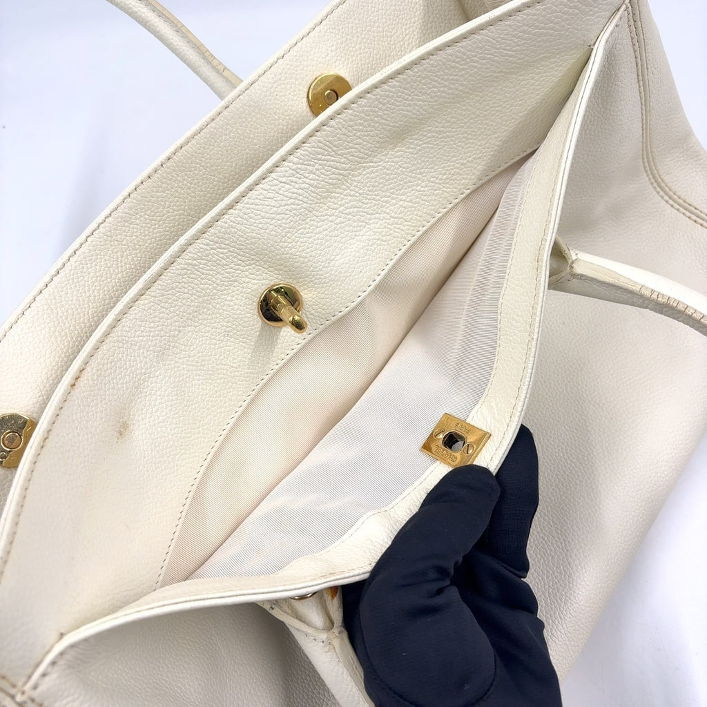 Chanel Calfskin Cerf Executive Shopper Tote White