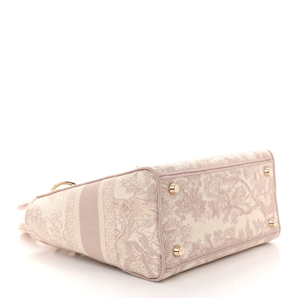 Dior Canvas Toile De Jouy Reverse Embroidered Medium Lady D-Lite Rose
