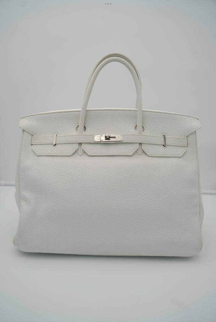 Hermes Birkin 40 White Clemence Palladium Hardware Bag