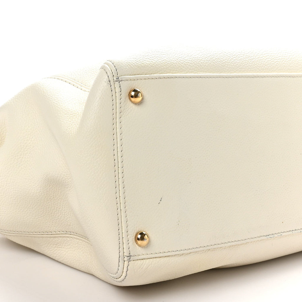 Chanel Calfskin Cerf Executive Shopper Tote White