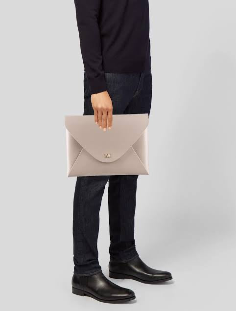 Max Mara Beige Leather Clutch