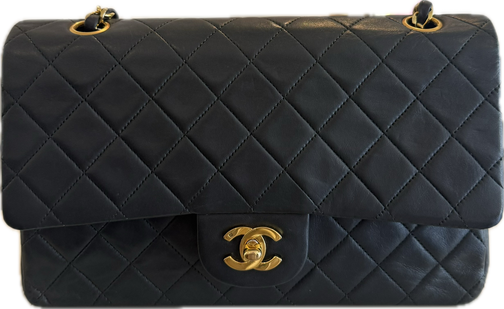 Vintage Chanel Timeless Classique Medium Double Flap Lambskin 24 K Gold H/W