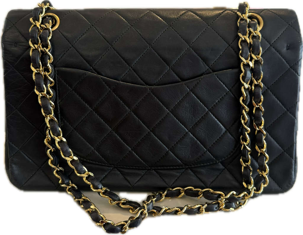 Vintage Chanel Timeless Classique Medium Double Flap Lambskin 24 K Gold H/W