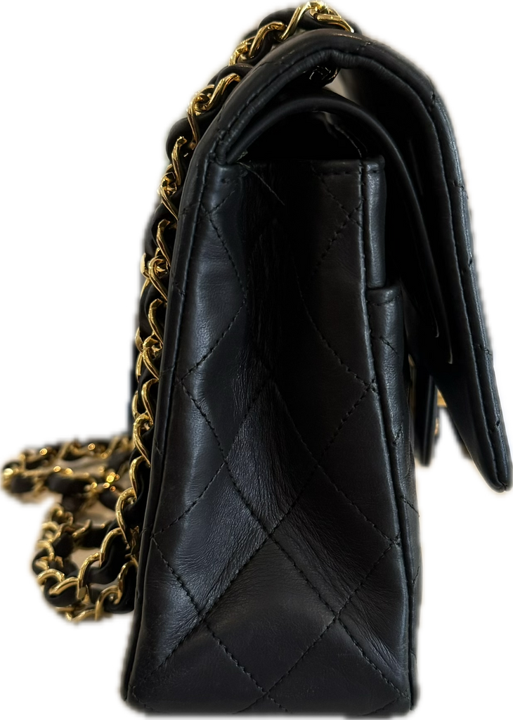 Vintage Chanel Timeless Classique Medium Double Flap Lambskin 24 K Gold H/W