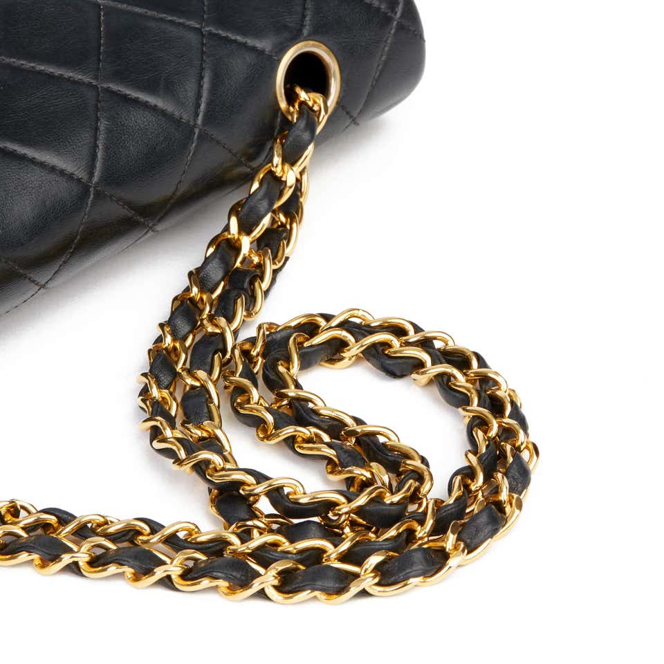 Vintage Chanel Timeless Classique Medium Double Flap Lambskin 24 K Gold H/W