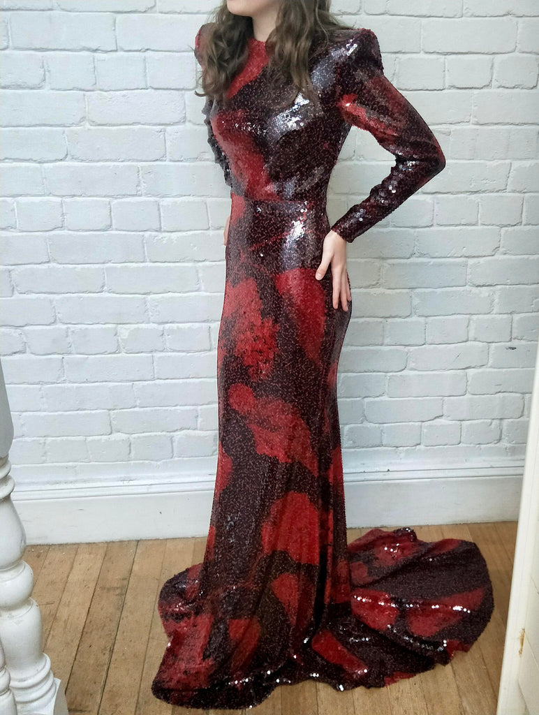 Alex Perry Red Sequin Gown Dress