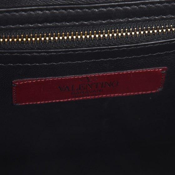 VALENTINO GARAVANI Nappa Camouflage Small Glam Lock Rockstud Flap Black Shoulder Bag