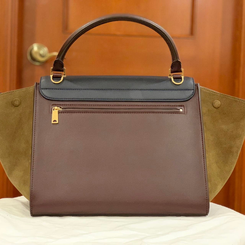 CELINE Trapeze Leather Suede Medium Top Handle 2Way Bag