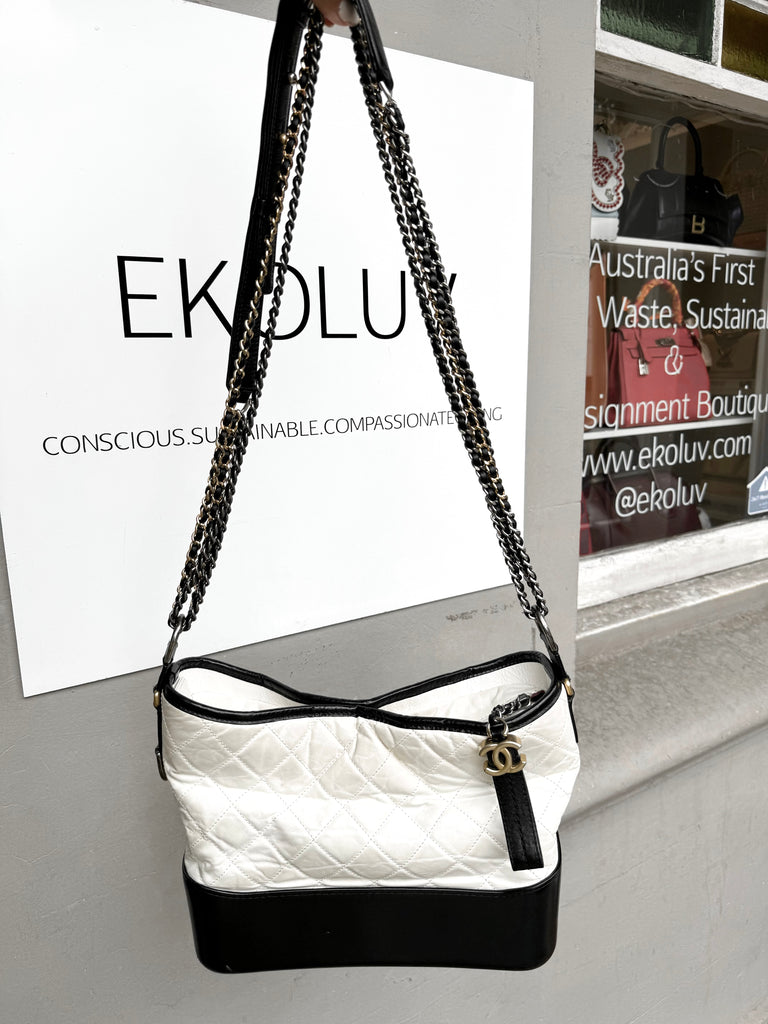 Chanel Gabrielle Quilted Hobo Black and Beige Bag