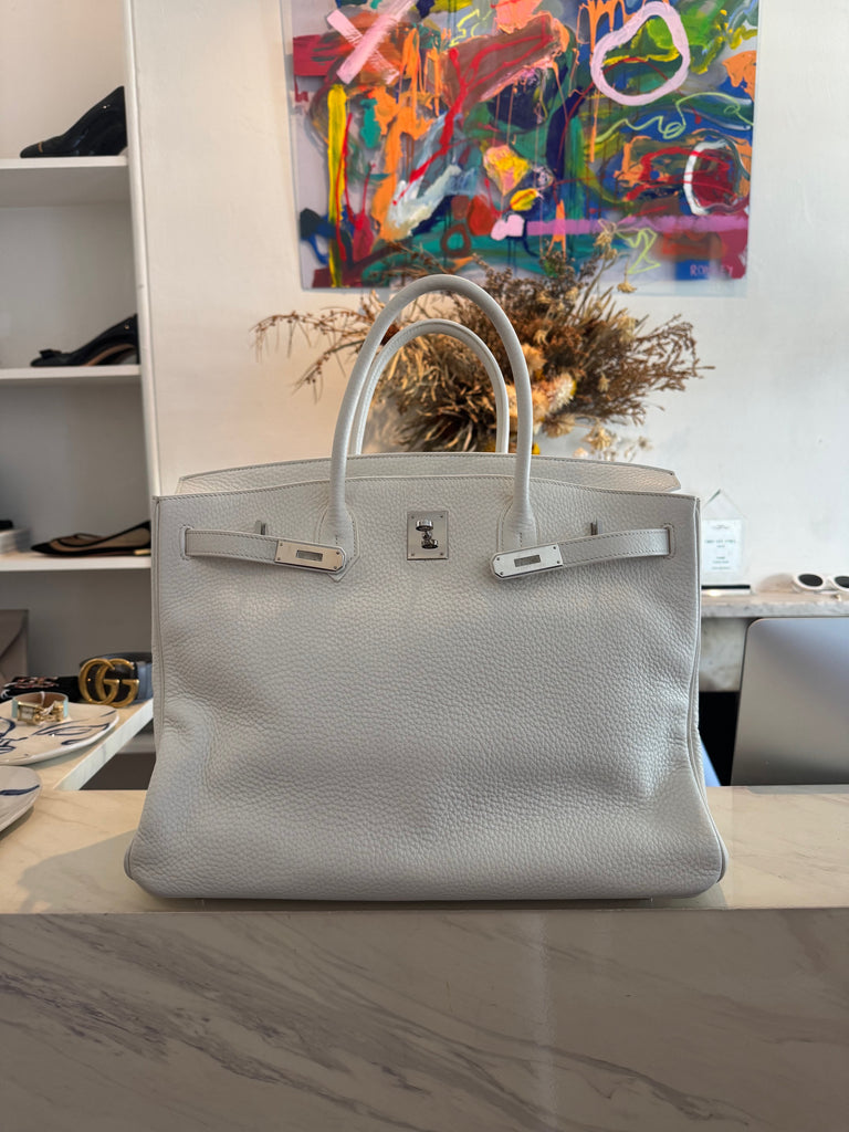 Hermes Birkin 40 White Clemence Palladium Hardware Bag