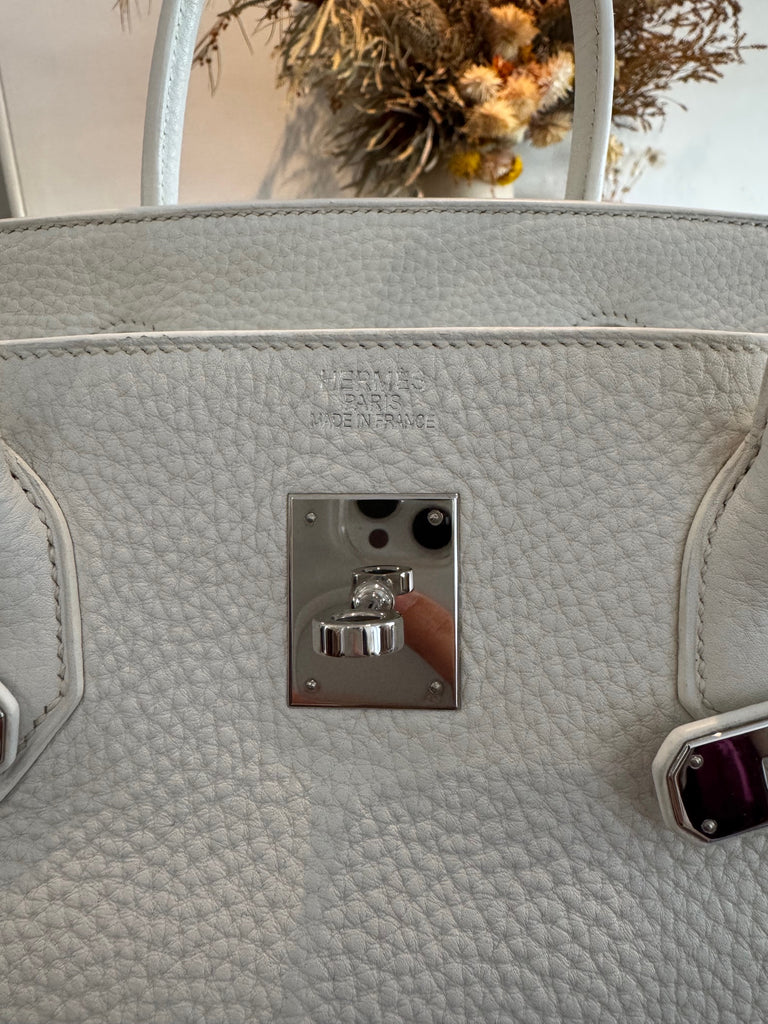 Hermes Birkin 40 White Clemence Palladium Hardware Bag