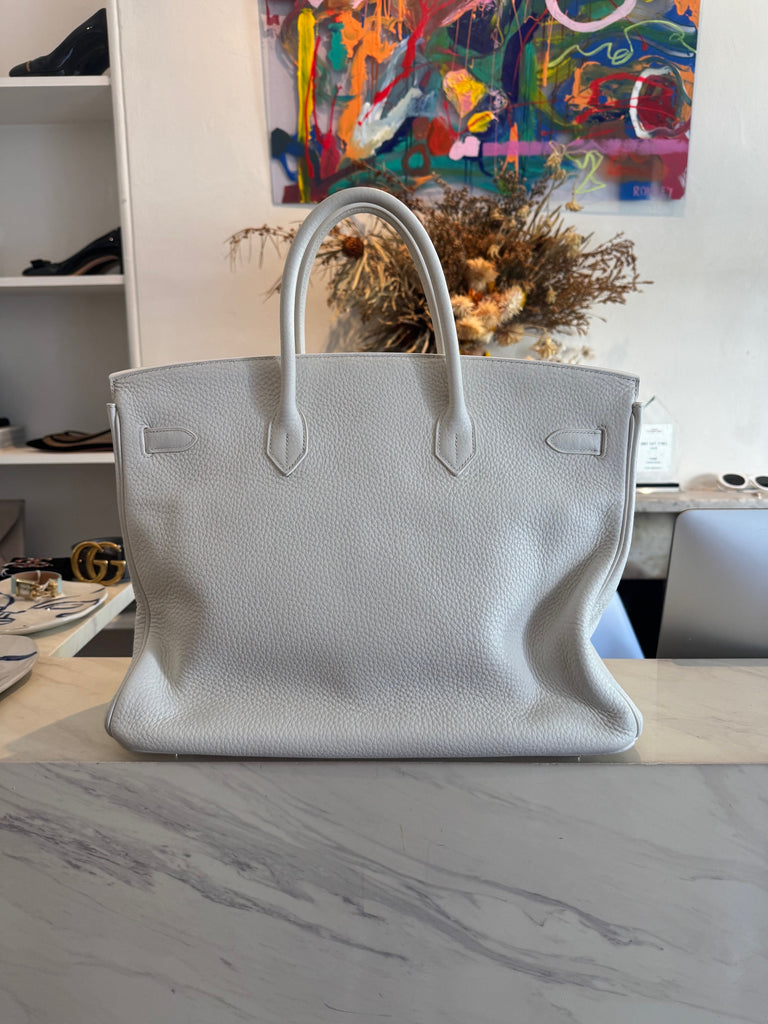 Hermes Birkin 40 White Clemence Palladium Hardware Bag
