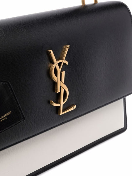 Saint Laurent Medium Sunset Bag Cream Black Gold Hardware
