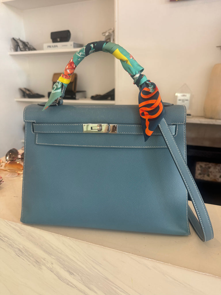 Hermes Kelly 40 Blue Jean Epsom Bag
