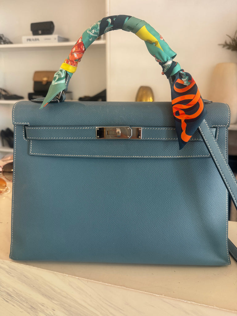 Hermes Kelly 40 Blue Jean Epsom Bag