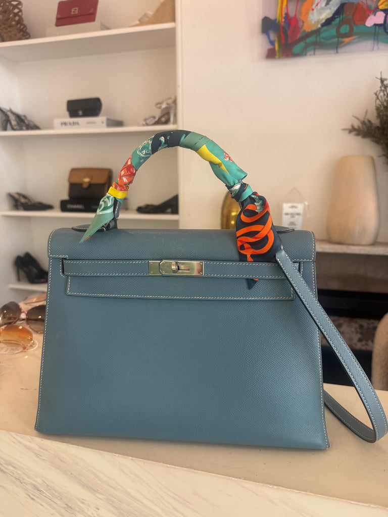 Hermes Kelly 40 Blue Jean Epsom Bag